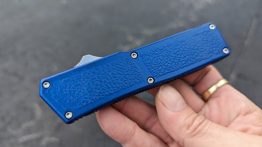 BLUE LIGHTNING OTF BLACK PLAIN EDGE DROP POINT BLADE