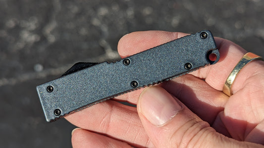 GREY FIRECRACKER MINI D/A OTF KNIFE w/ TANTO