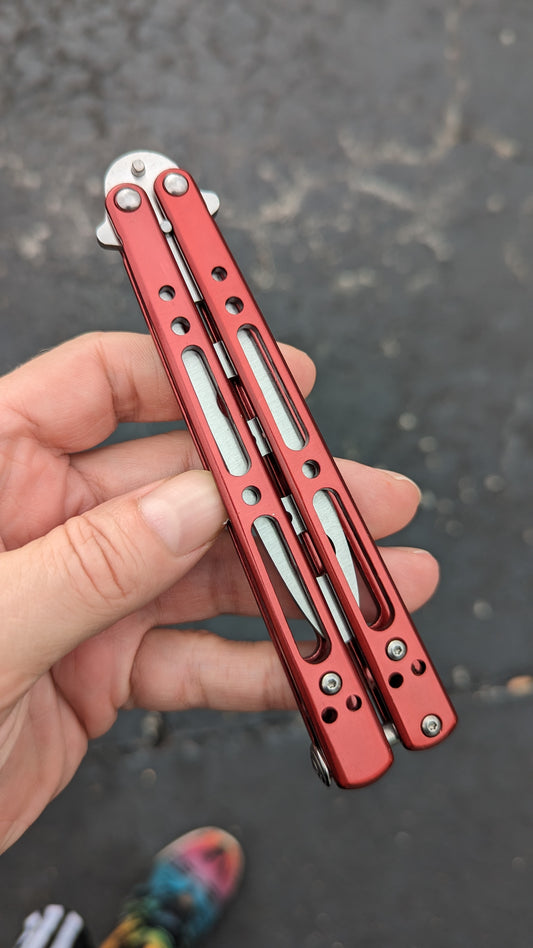 RED SKELETONIZED BALISONG TRAINER
