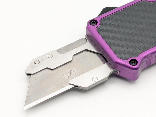 Purple Carbon Fiber D/A Box Cutter OTF Knife
