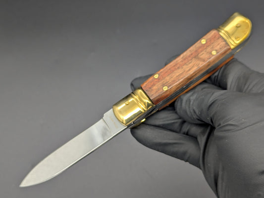 VITYAZ BRASS & WOOD LEVERLOCK SWITCHBLADE KNIFE