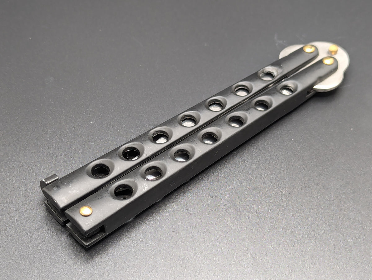 9" OG BLACK STAINLESS STEEL BUTTERFLY KNIFE