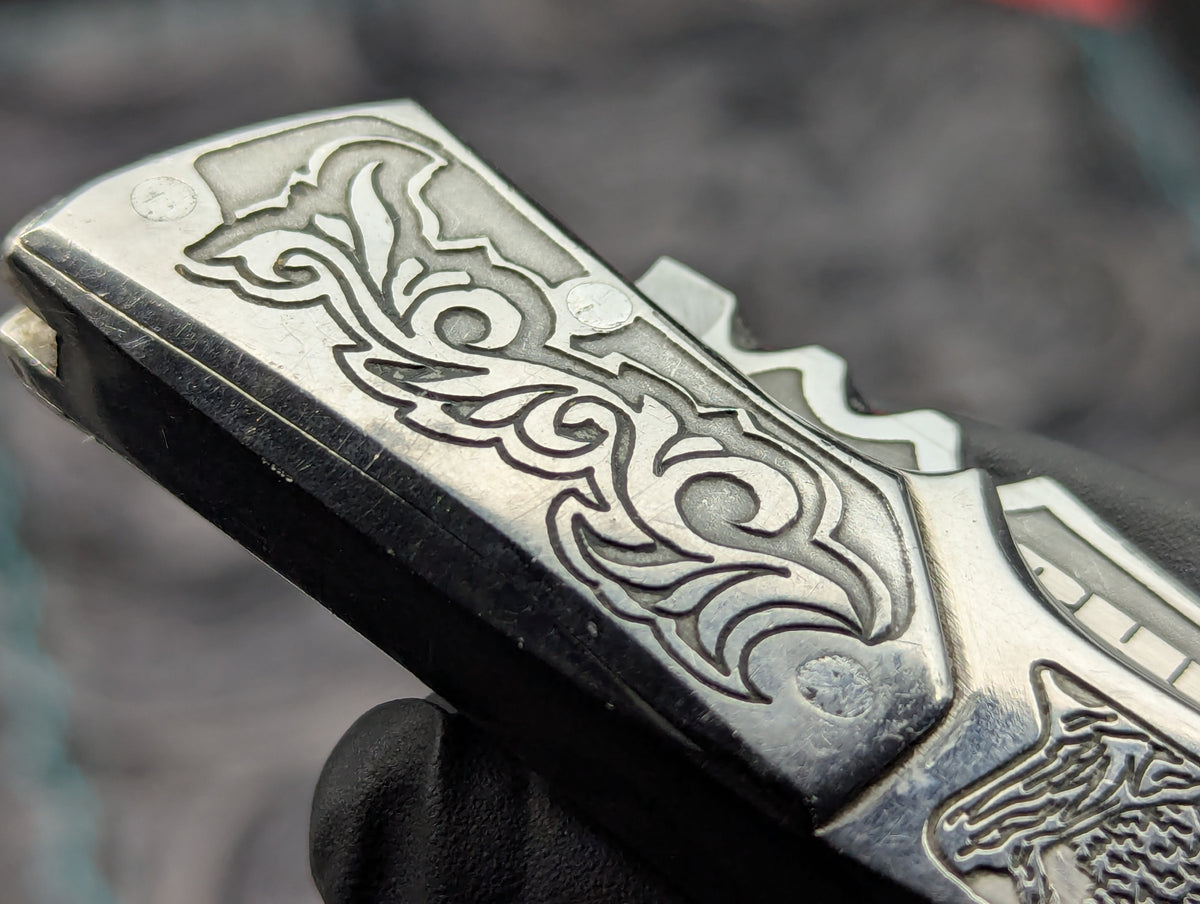 Engraved Stainless Russian Prison Made RPK Automatic Switchblade Knife