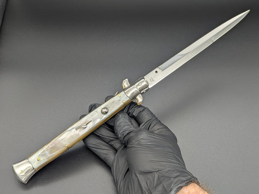 13" MANIAGO ITALY BLONDE HORN SWITCHBLADE ITALIAN STILETTO
