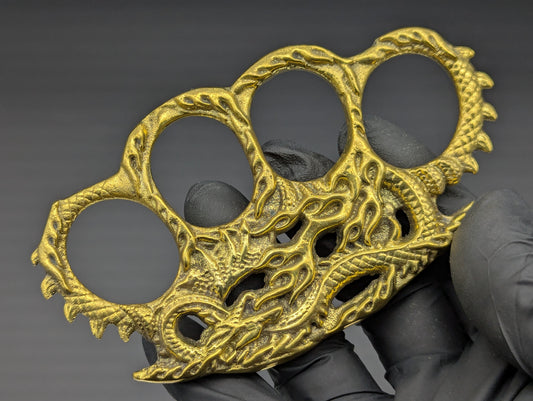 SOLID CAST BRASS LUCKY DRAGON KNUCKLE DUSTER