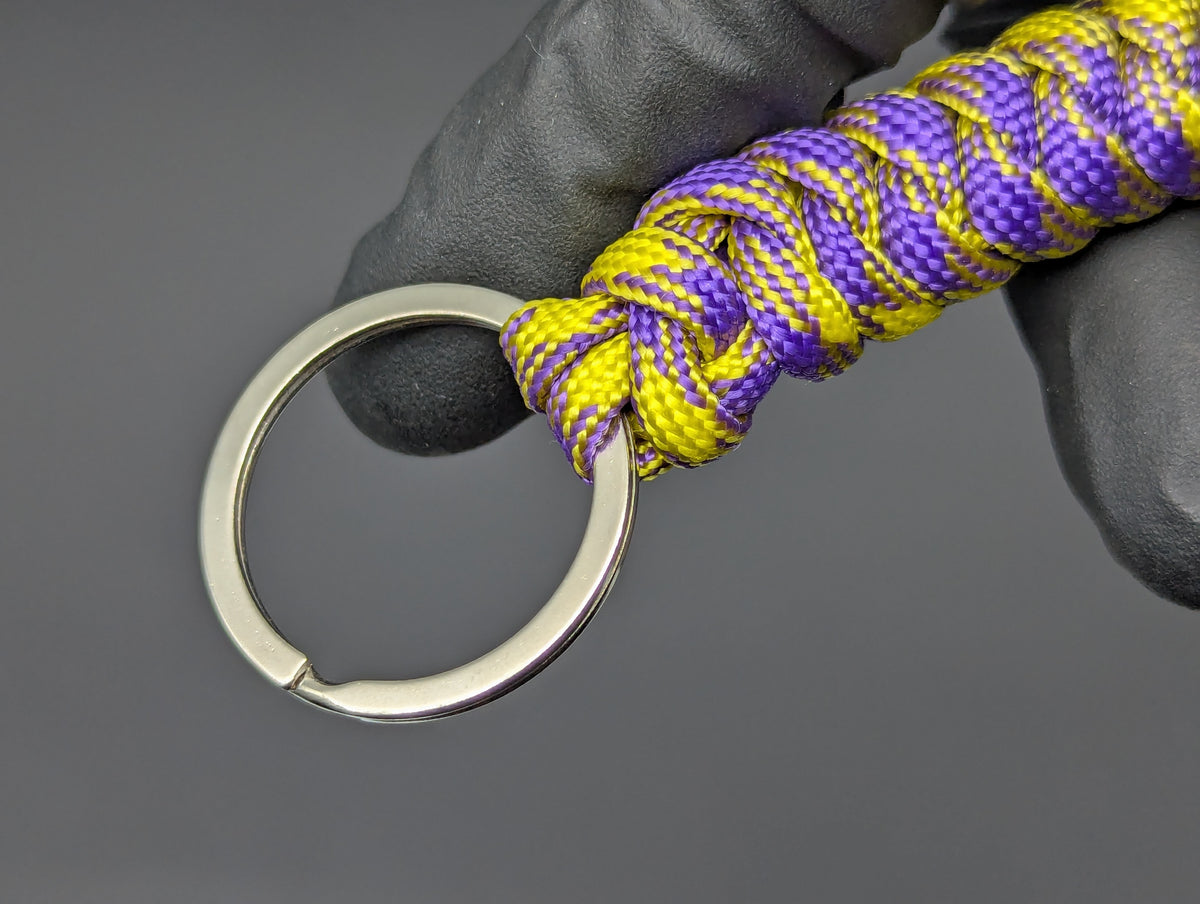YELLOW & PURPLE 550 PARACORD MONKEY FIST SELF DEFENSE KEYRING