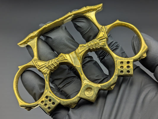 Roll Of The Dice Solid Cast Brass Knuckle Duster