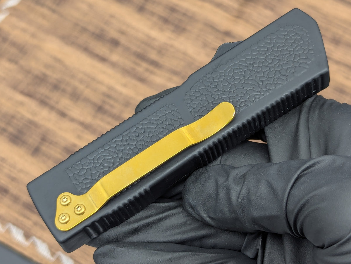 LIGHTNING 2.0 D/A OTF KNIFE GOLD FAUX DAMASCUS