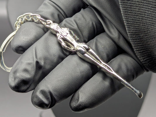 SILVER BURLESQUE NUDIE TOOTSKI PARTY SPOON KEYRING