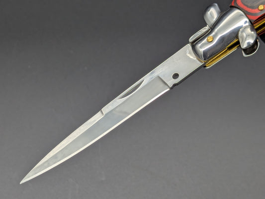 9.5" RED & BLACK WOOD ITALIAN STYLE STILETTO
