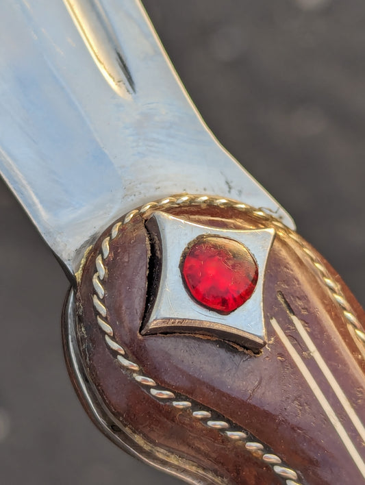 XL Vintage Russian Prison Made Switchblade Knife Jeweled Button