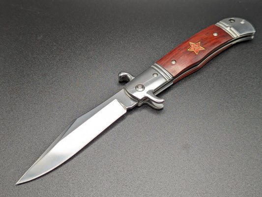 USSR Hidden Release Automatic Knife Red Wood