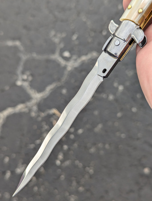 11" FRANK BELTRAME HONEY HORN KRIS BLADE ITALIAN STILETTO #2