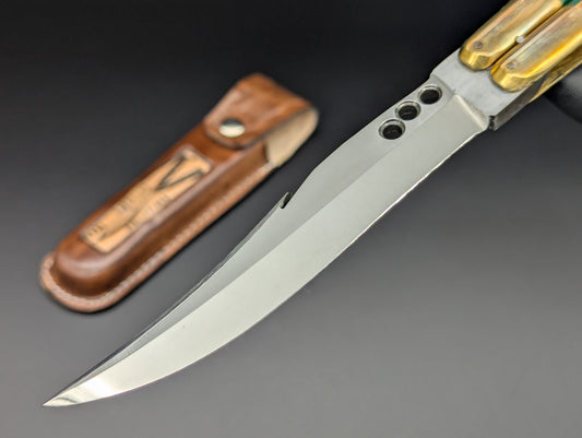 11" GREEN KALAPKOP GUT HOOK CLIP POINT FHM BALISONG