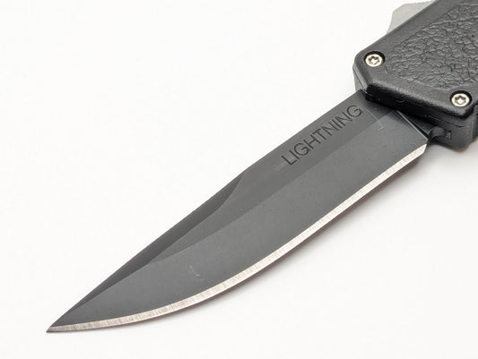 Lightning OTF Knife Black Tactical Drop Point