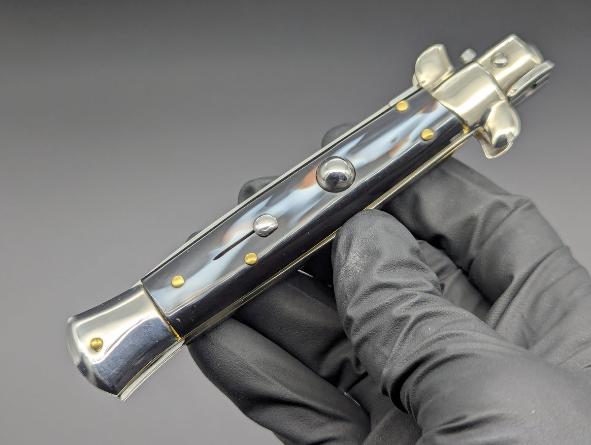 VINTAGE NOS 9" AB ITALY ARMANDO BELTRAME FAUX FLAMED HORN DAGGER STILETTO