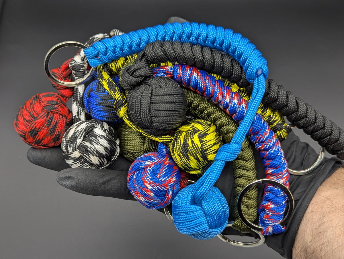3 Oz Solid Black Paracord Monkey Fist Keyring