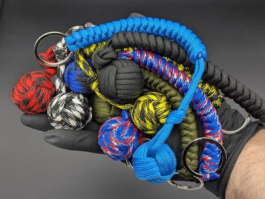 3 Oz Solid Black Paracord Monkey Fist Keyring