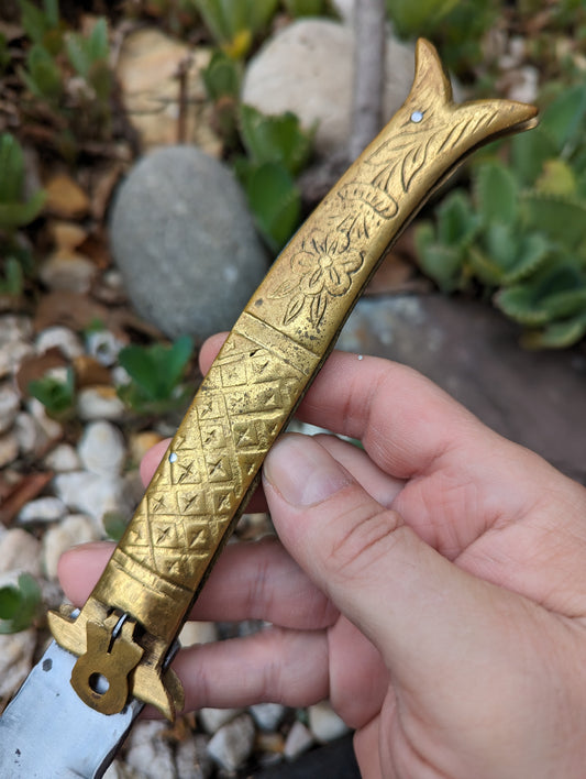 Large Vintage Brass Rampur Handmade Automatic Leverlock