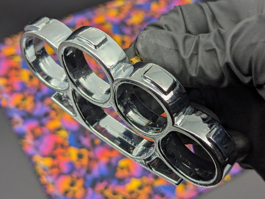 CHROME FINISH ULTRA SQUARE TOP BRASS KNUCKLE DUSTER