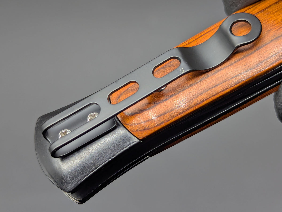 TACTICAL RED WOOD DIABLO MILANO SWITCHBLADE KNIFE