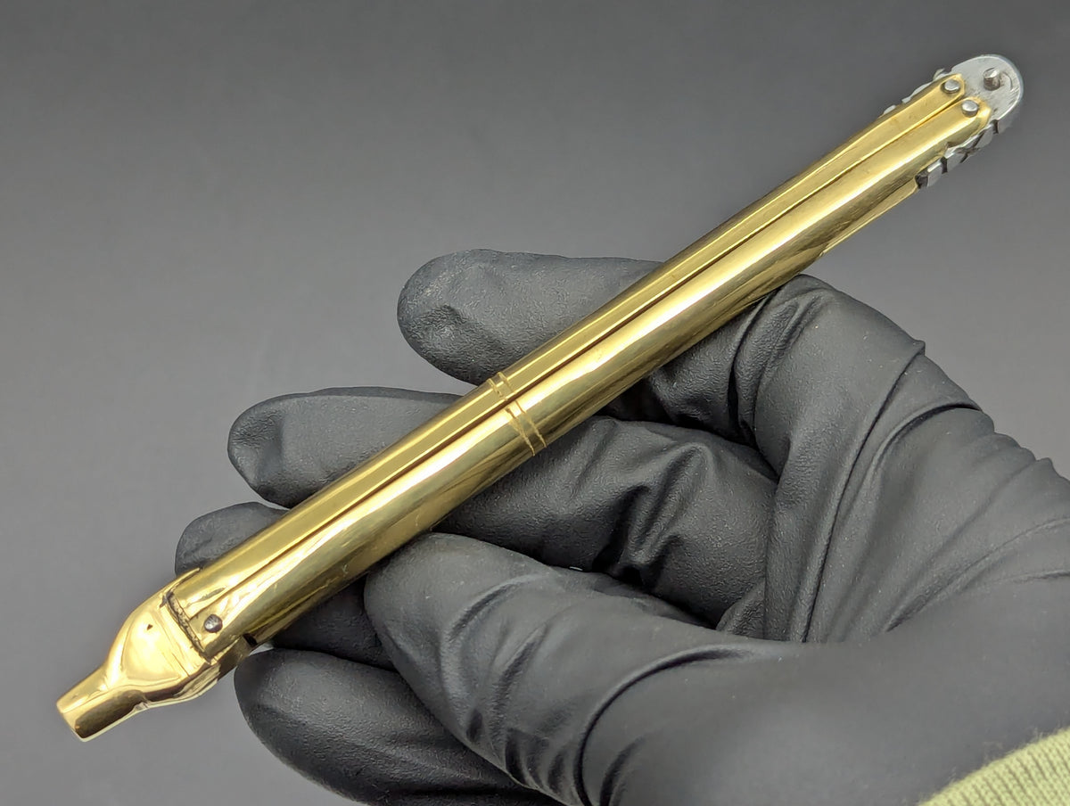 CLIP POINT FHM BRASS & STEEL BALISONG PEN KNIFE