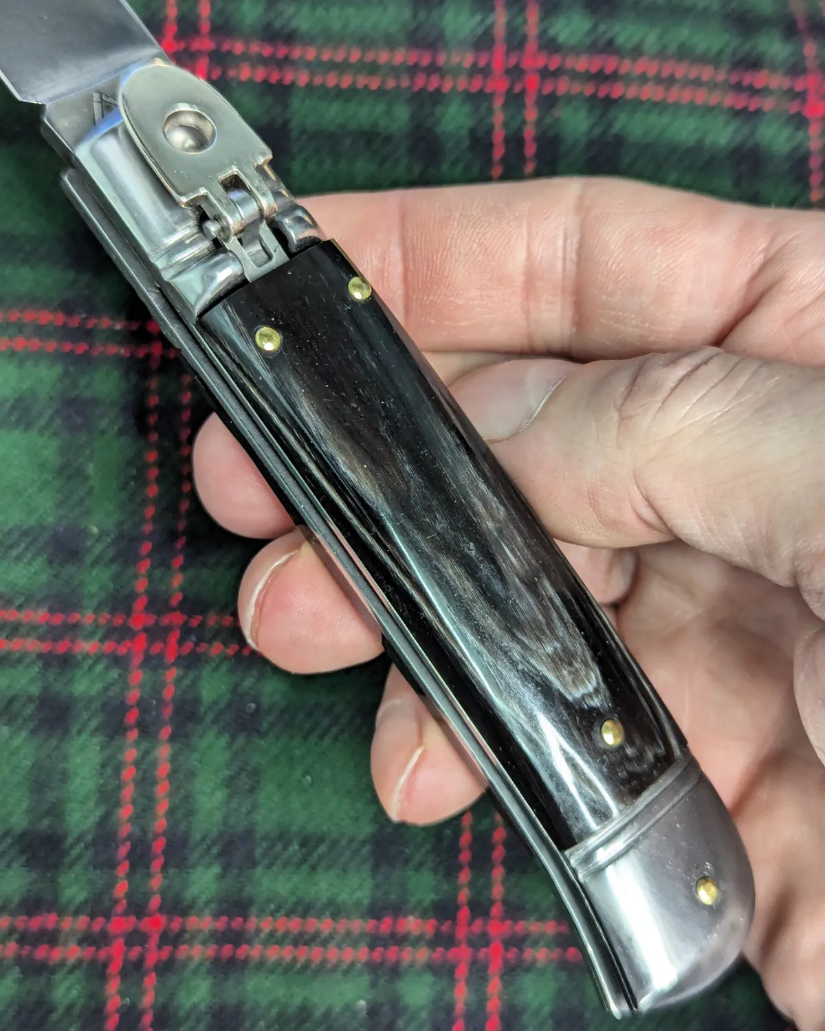 AKC ITALY BUFFALO HORN AUTOMATIC LEVERLOCK 1