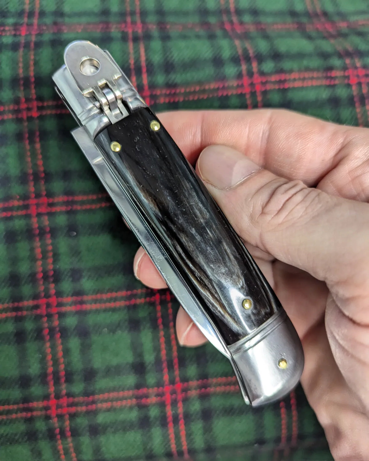 AKC ITALY BUFFALO HORN AUTOMATIC LEVERLOCK 1