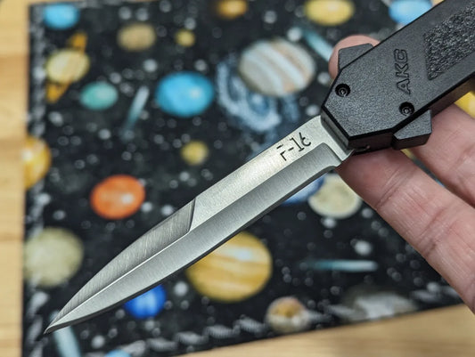 BLACK S/E AKC ITALY F-16 DUAL ACTION OTF KNIFE