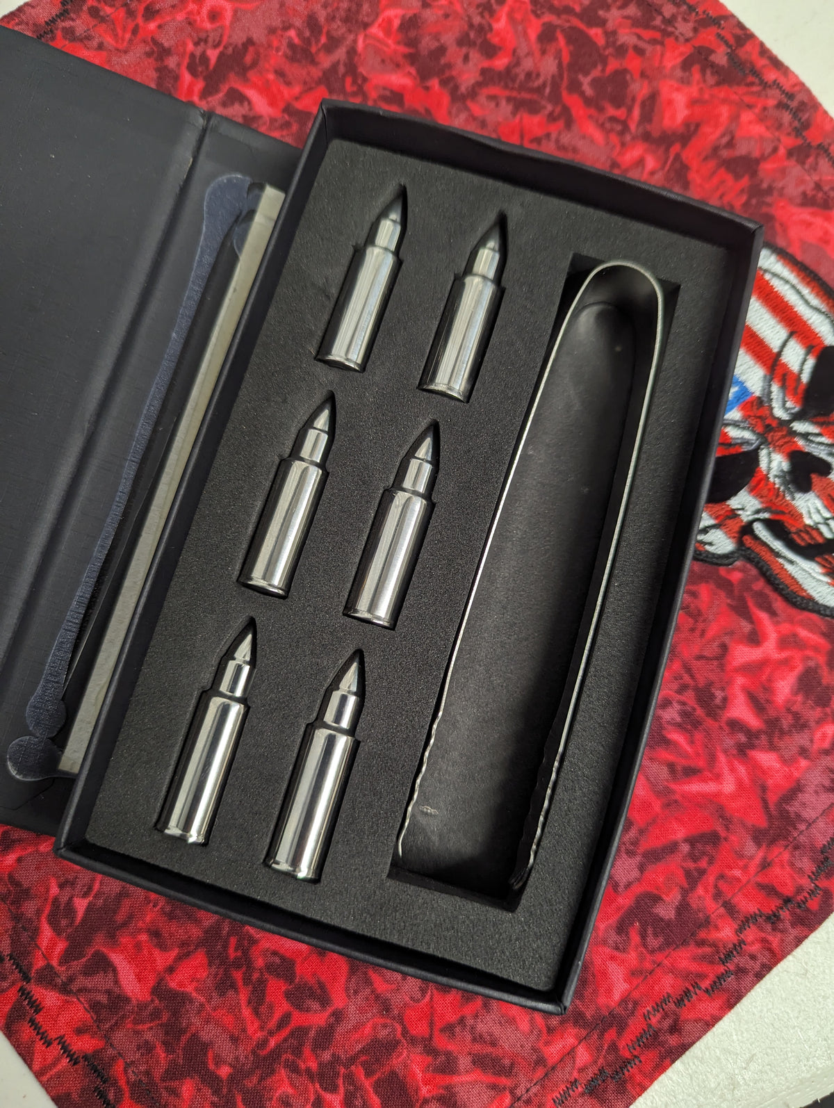 7 PC Steel Ammo & Tongs Ice Cube Set