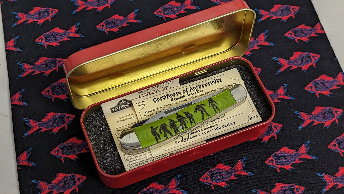 2013 BEAR & SON CUTLERY/ RED HILL EXCLUSIVE CUSTOM 25 PC LTD EDITION "ZOMBIE SPIKE"