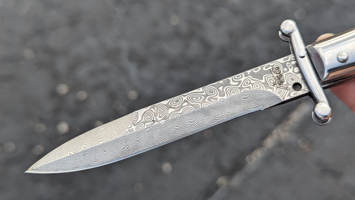 AKC WORLD ITALY 9" EBONY WOOD DAMASCUS SWINGUARD BOXED SET