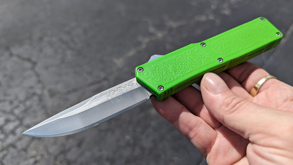 HV GREEN LIGHTNING OTF STAINLESS PLAIN DROP POINT BLADE