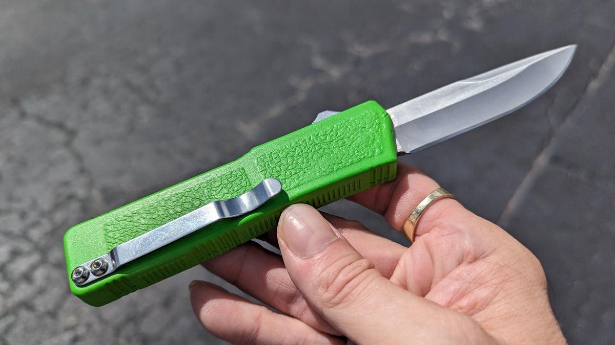 HV GREEN LIGHTNING OTF STAINLESS PLAIN DROP POINT BLADE