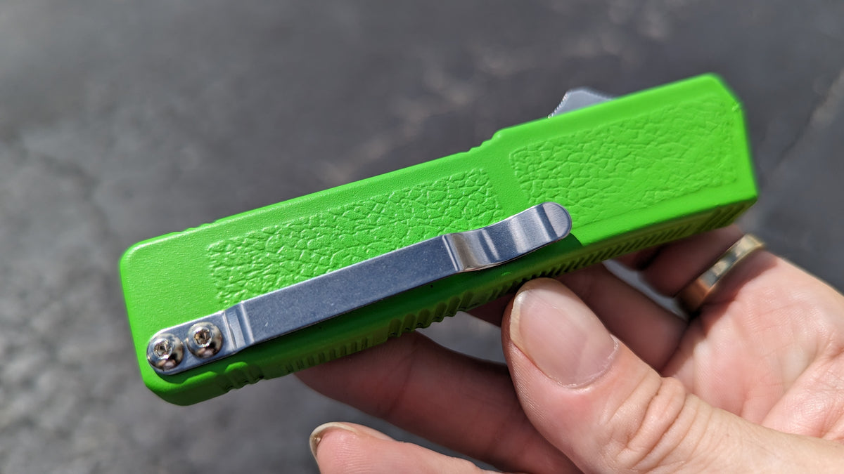 HV GREEN LIGHTNING OTF STAINLESS PLAIN DROP POINT BLADE