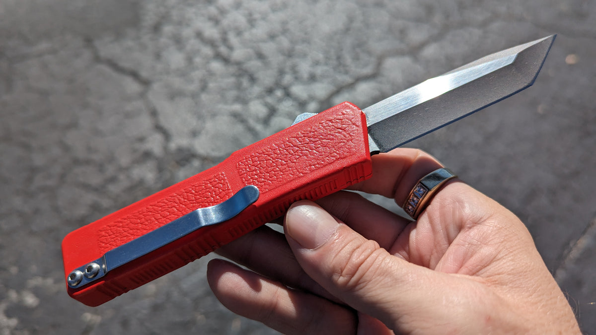 Taiwan Lightning OTF Red 2-Tone Plain Edge Tanto Blade