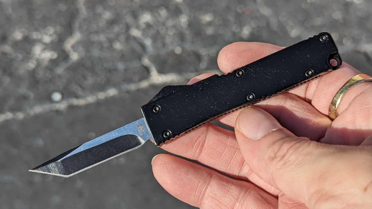 BLACK FIRECRACKER MINI D/A OTF KNIFE w/ TANTO