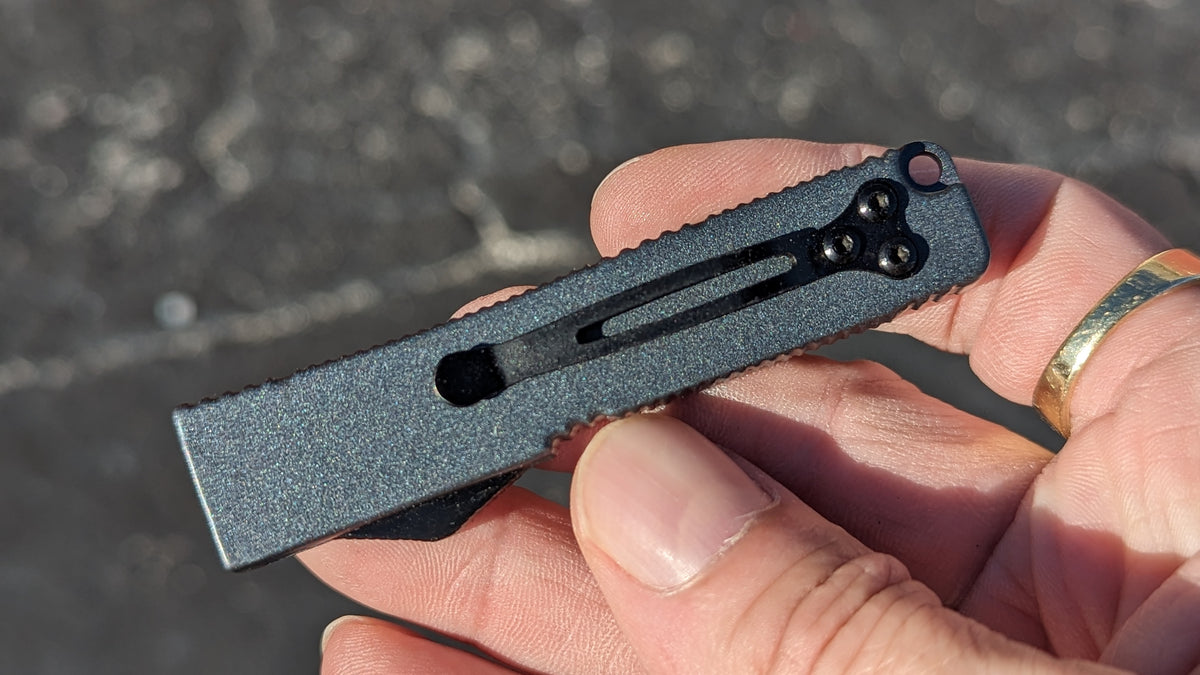 GREY FIRECRACKER MINI D/A OTF KNIFE w/ TANTO