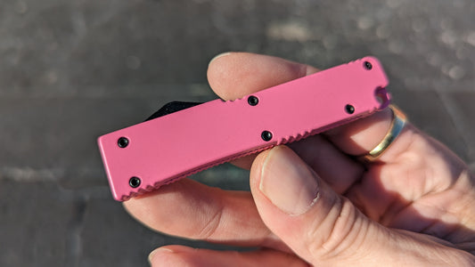 PINK FIRECRACKER MINI D/A OTF KNIFE w/ TANTO