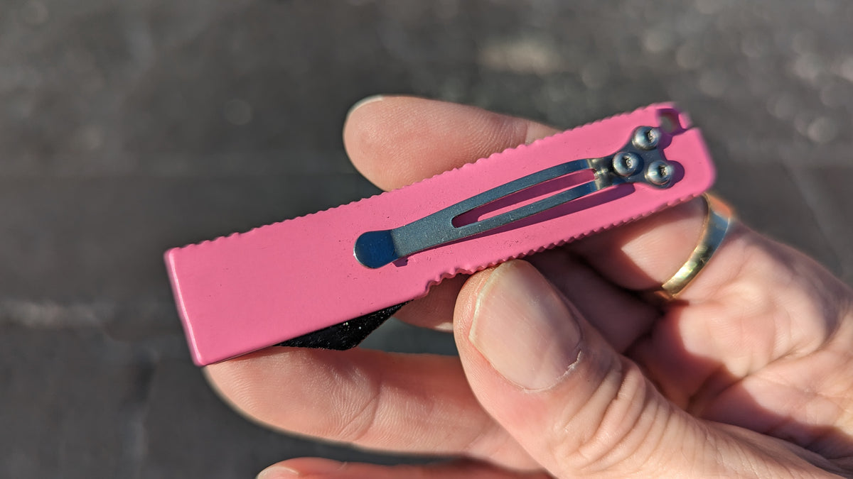 PINK FIRECRACKER MINI D/A OTF KNIFE w/ TANTO