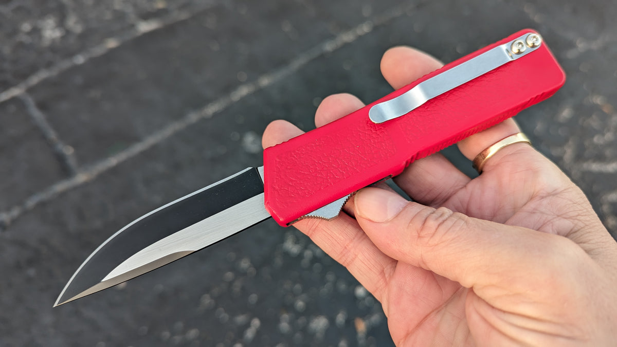 Lightning OTF Red 2-Tone Plain Edge Drop Point