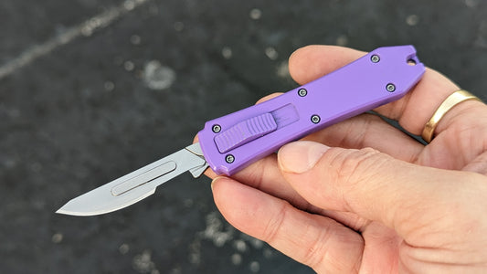 PURPLE MINI COFFIN SCALPEL OTF KNIFE