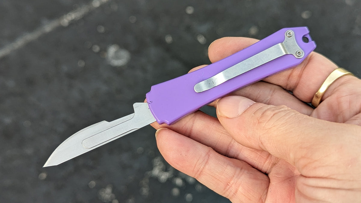 PURPLE MINI COFFIN SCALPEL OTF KNIFE