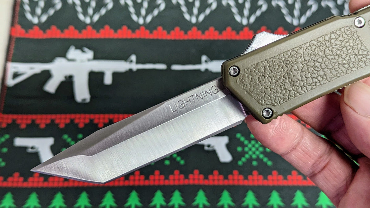Lightning OTF Knife Olive Drab Stainless Tanto Plain Edge