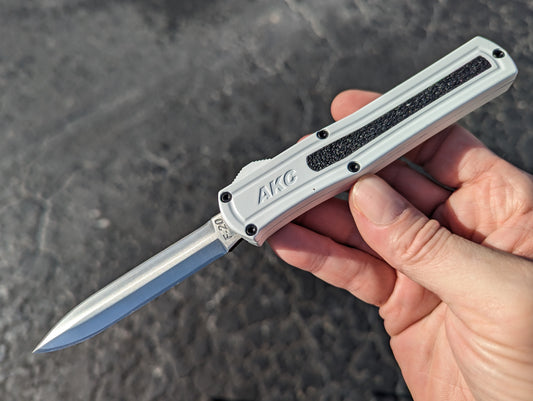WHITE D/E AKC ITALY F-20 DUAL ACTION OTF KNIFE