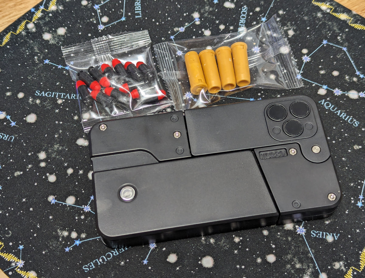 Black Folding Toy Cell Phone Soft Bullet Launcher