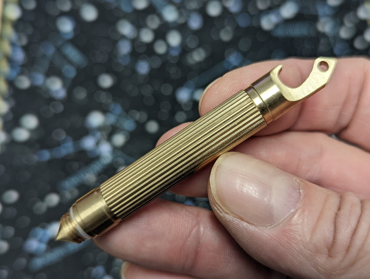 Solid Brass Kubaton/ Bottle Opener Barrel Knife