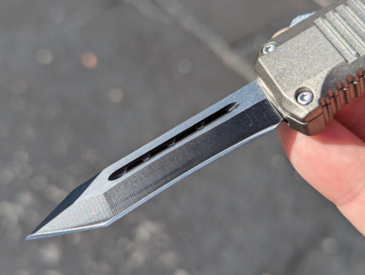 7" Mini Modified Tanto D/A OTF Automatic Knife Grey