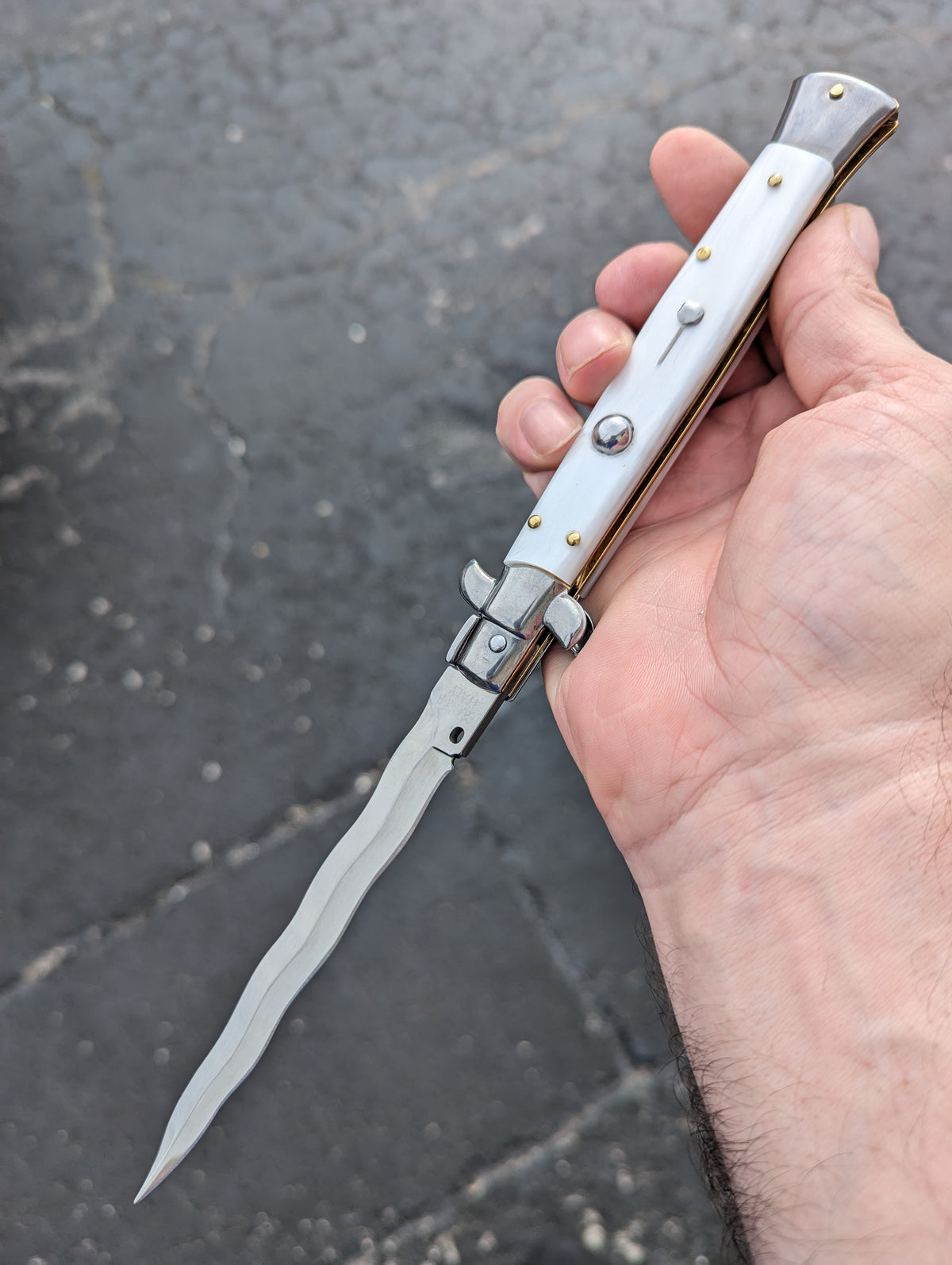 11" FRANK BELTRAME FAUX PEARL KRIS BLADE ITALIAN STILETTO