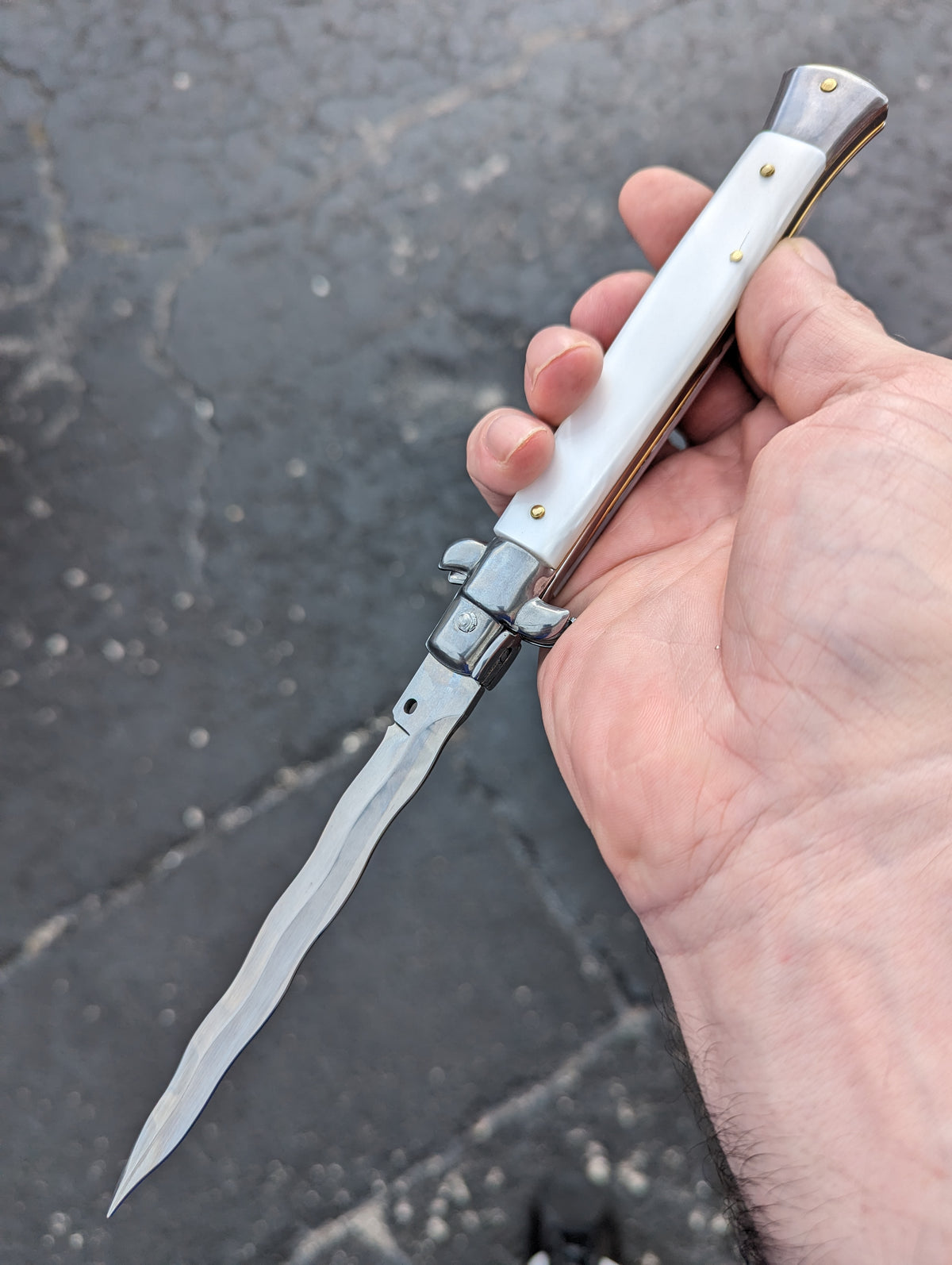 11" FRANK BELTRAME FAUX PEARL KRIS BLADE ITALIAN STILETTO
